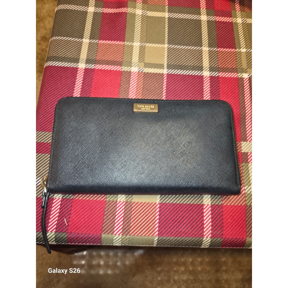 W101. Kate Spade New York Black Saffiano Leather Zip Around Continental Wallet